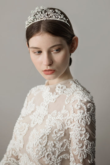Couronne nuptiale de fleur de flocon de neige perle